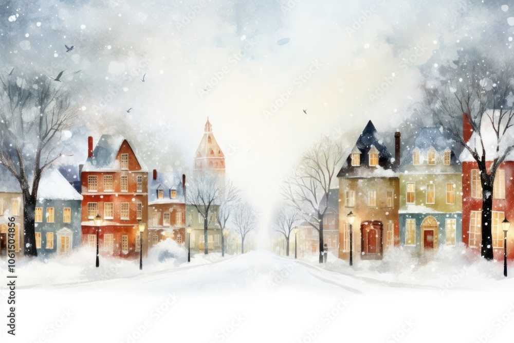 Fototapeta premium Christmas city blizzard outdoors.