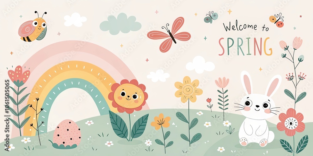 minimalist cute cartoon hello spring background minimalist cute cartoon hello spring background