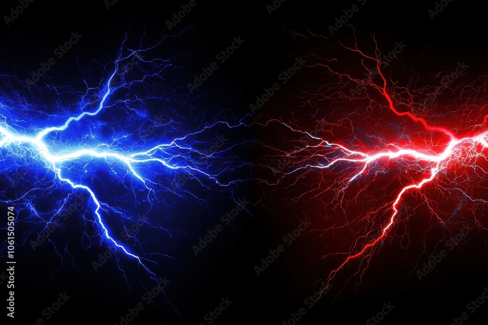 The image features dynamic blue and red lightning bolts against a dark background, symbolizing energy and contrast. The image features dynamic blue and red lightning bolts against a dark background, symbolizing energy and contrast.