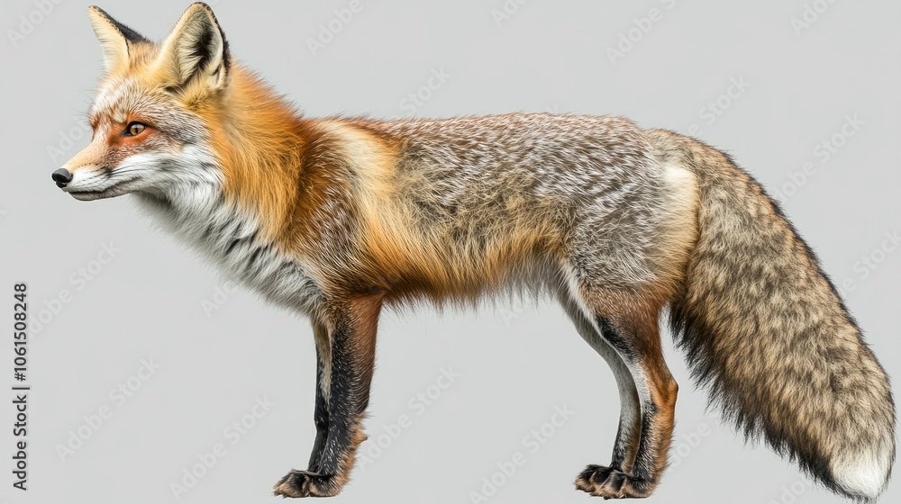 Fluffy Fox in Side Profile with Full Body Display Fluffy Fox in Side Profile with Full Body Display