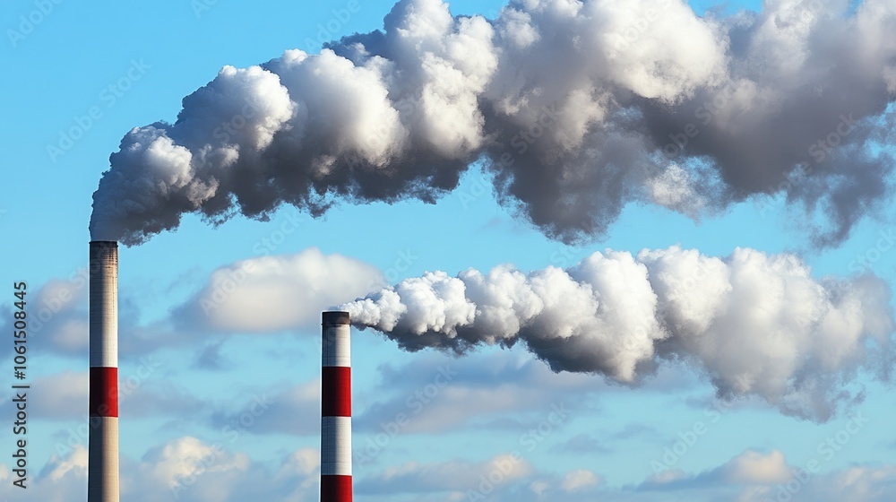 Smoke from Coal Plant Against Clear Blue Sky Smoke from Coal Plant Against Clear Blue Sky