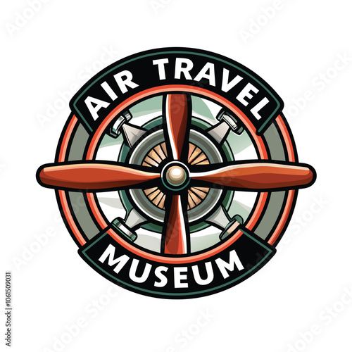 Design a vintage aviation logo for an air travel museum, featuring a classic airplane with propeller, incorporating elements of nostalgia and history.