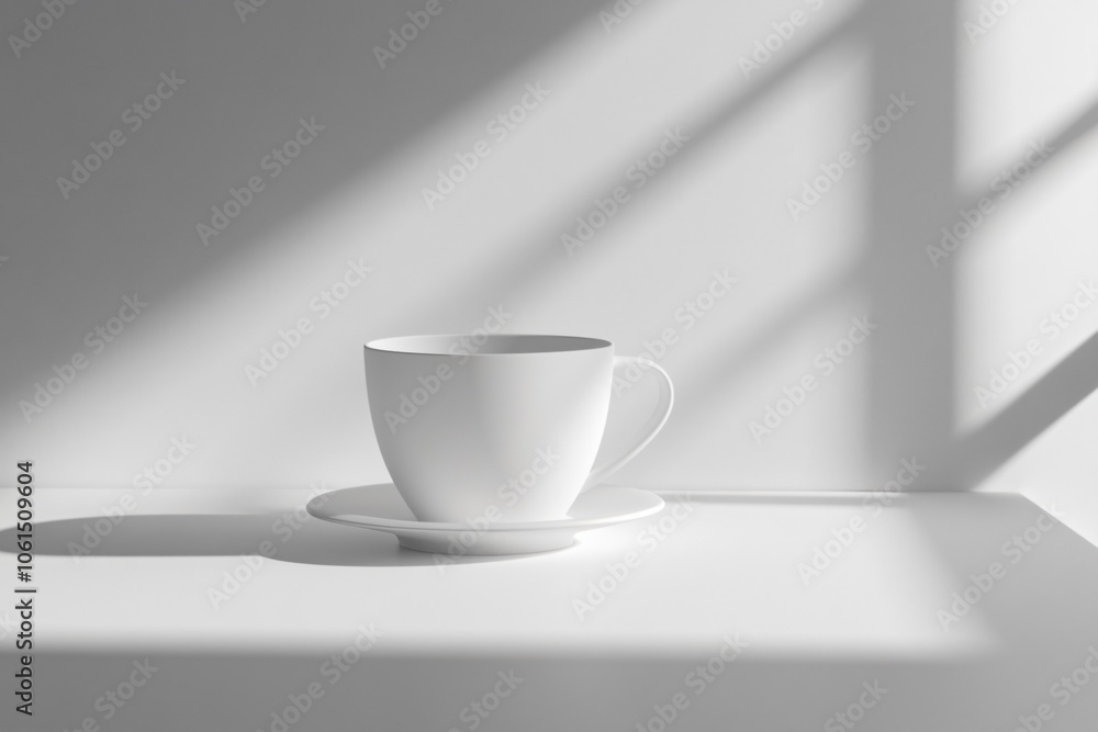 Minimalist White Coffee Cup on a Simple Table Minimalist White Coffee Cup on a Simple Table