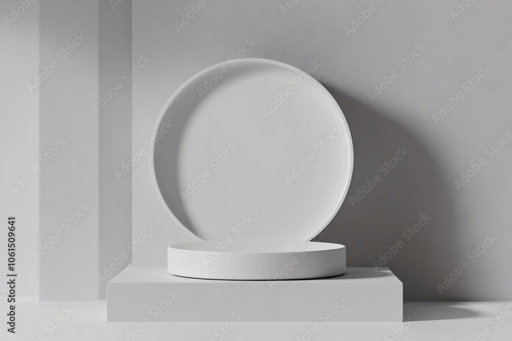 Minimalist White Plate on Plain Background Minimalist White Plate on Plain Background