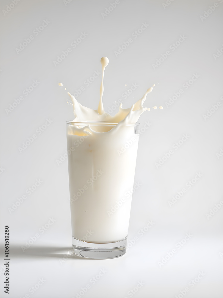 splash of milk in the glass and pouring on white background. splash of milk in the glass and pouring on white background.