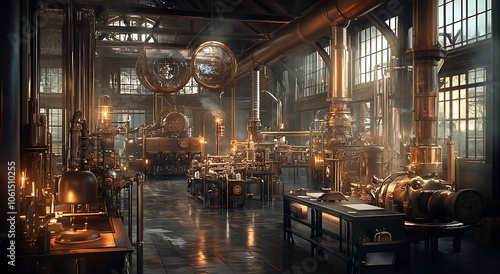 Wallpaper Mural An old factory interior with steam engines, Generative AI Torontodigital.ca