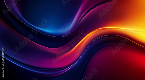 An abstract background for the red Mystic phone wallpaper, with vibrant colors. A dark blue and purple with an orange gradient in between, and smooth curves.