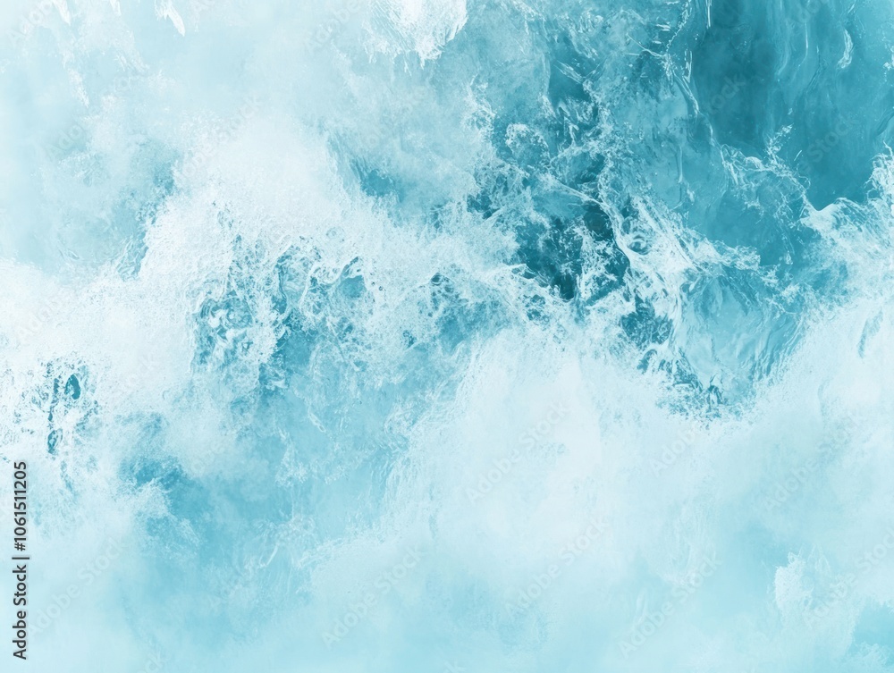 Fototapeta premium A serene view of ocean waves in shades of blue, evoking calmness and tranquility.