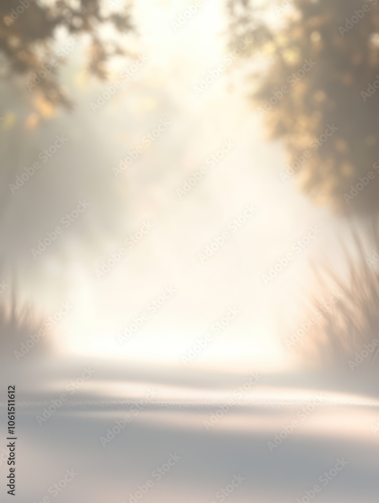 A misty pathway through a serene landscape, evoking tranquility and reflection.