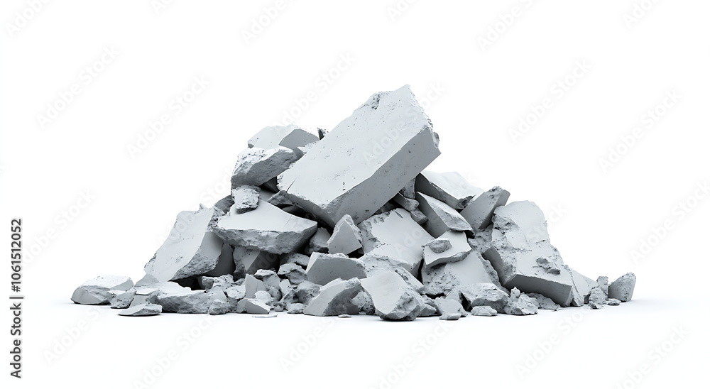 A pile of gray concrete fragments, Generative AI A pile of gray concrete fragments, Generative AI