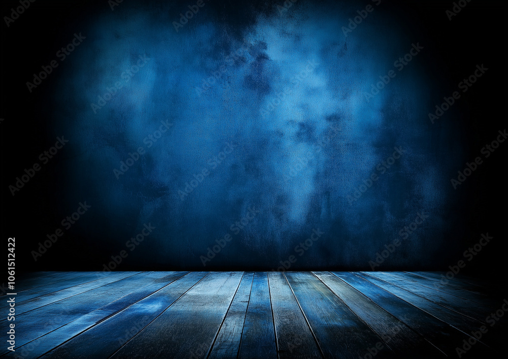 A dark blue background with studio backdrop, concrete floor, dark and mysterious. An atmospheric, horror movie-like, eerie, dark, cinematic, photorealistic, ultra-realistic with high-resolution. A dark blue background with studio backdrop, concrete floor, dark and mysterious. An atmospheric, horror movie-like, eerie, dark, cinematic, photorealistic, ultra-realistic with high-resolution.