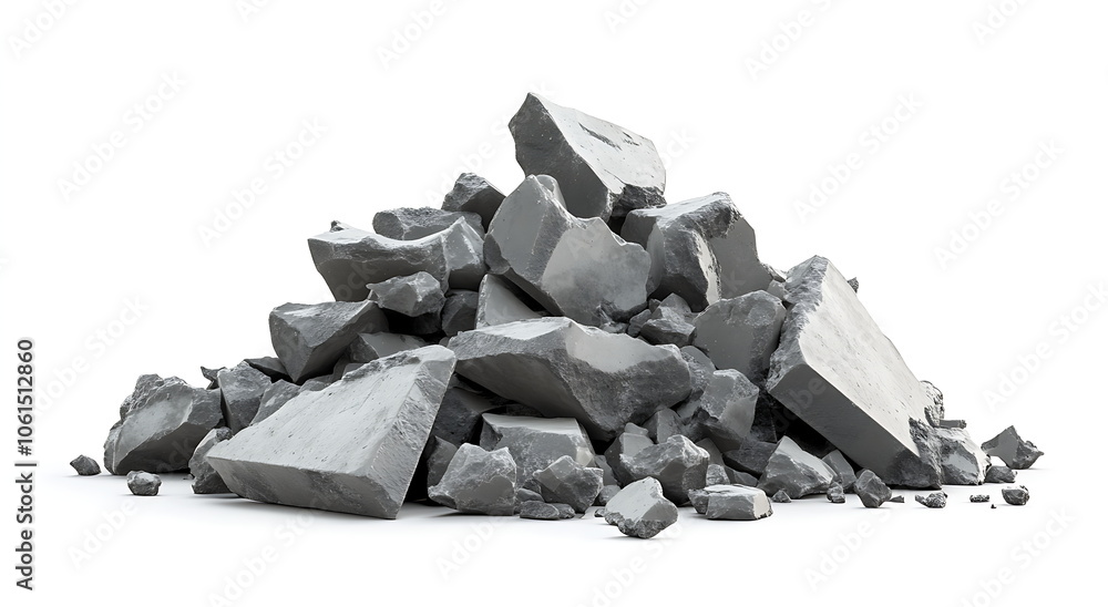 A pile of gray concrete fragments, Generative AI A pile of gray concrete fragments, Generative AI