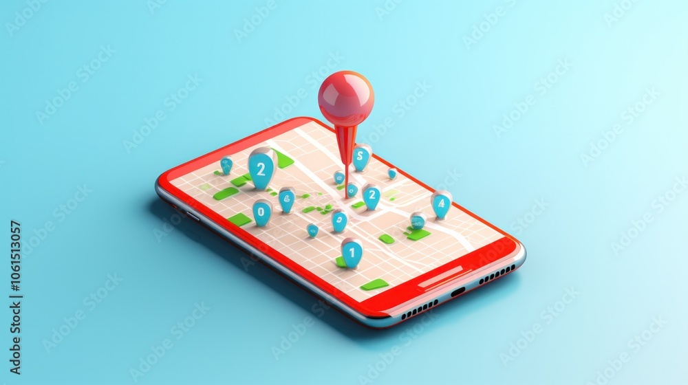 Smartphone with map, 3D Map pins, GPS, navigator pin checking points, 3D World Map icon, technology and application mobile smart phone with mobile, delivery tracking, transportation, generate by AI Smartphone with map, 3D Map pins, GPS, navigator pin checking points, 3D World Map icon, technology and application mobile smart phone with mobile, delivery tracking, transportation, generate by AI
