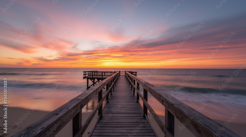 Fototapeta premium sunset overlooking a wooden pier