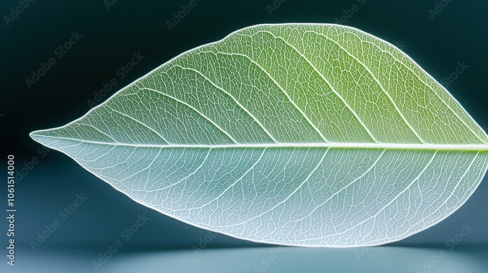 Intricate leaf veins illuminated against a dark background, AI Intricate leaf veins illuminated against a dark background, AI