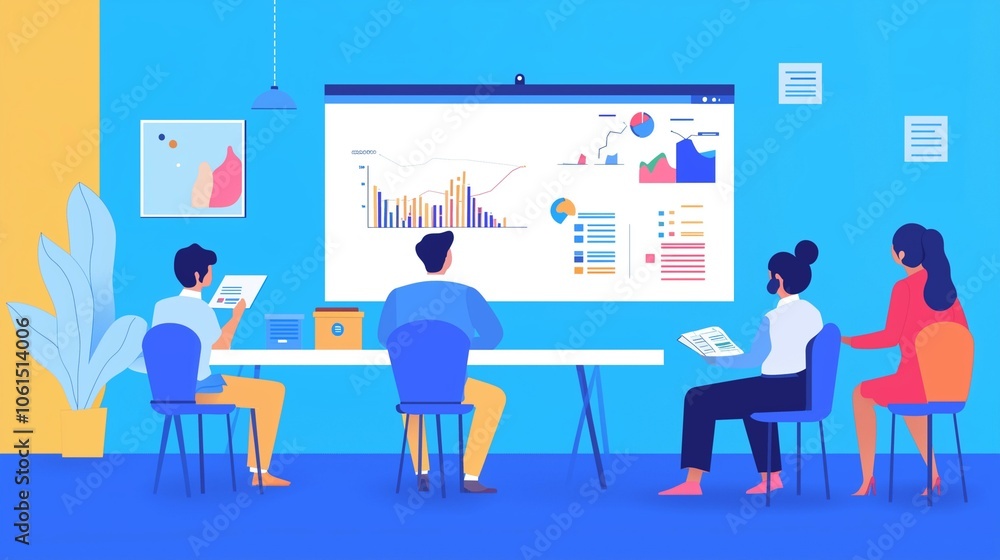 A person using a whiteboard to show the plan to follow, economic graphs can be seen, meeting room, people looking at the presenter, they are planning financially, managerial environment
A person using a whiteboard to show the plan to follow, economic graphs can be seen, meeting room, people looking at the presenter, they are planning financially, managerial environment