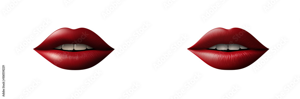 Set of A Red lipstick kiss print, isolated on a transparent background, cutout PNG file Set of A Red lipstick kiss print, isolated on a transparent background, cutout PNG file
