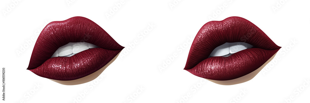 Set of A Red lipstick kiss print, isolated on a transparent background, cutout PNG file Set of A Red lipstick kiss print, isolated on a transparent background, cutout PNG file