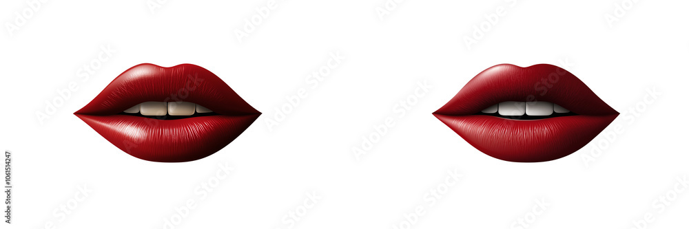 Set of A Red lipstick kiss print, isolated on a transparent background, cutout PNG file Set of A Red lipstick kiss print, isolated on a transparent background, cutout PNG file
