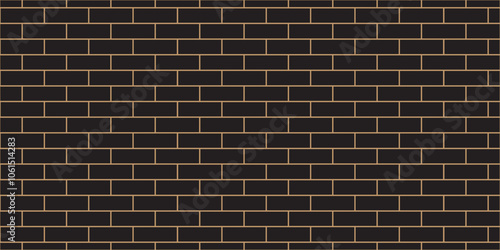 Abstract bathroom wall and floor brick wall texture background. black brick vector illustration texture of the wall with masonry Bricks laid in rows background.