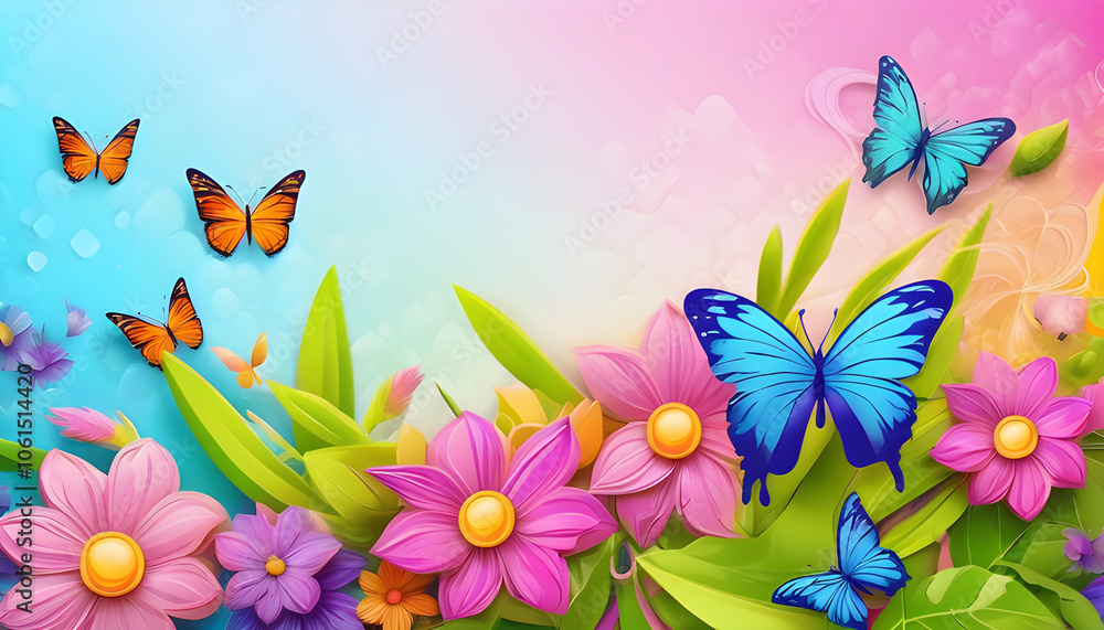 A wide frame background of Pop Spring filled with pastel and bright colors, with soft lines, giving a sense of new beginnings. A wide frame background of Pop Spring filled with pastel and bright colors, with soft lines, giving a sense of new beginnings.