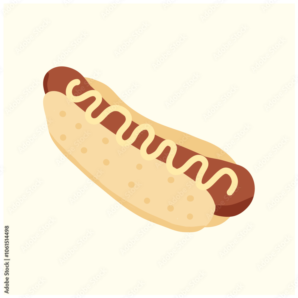 Flat hand drawn hot dog illustration, minimalist hand drawn hot dog Flat hand drawn hot dog illustration, minimalist hand drawn hot dog