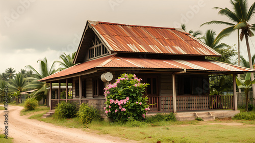 AI image generate a picture of a traditional Malay house