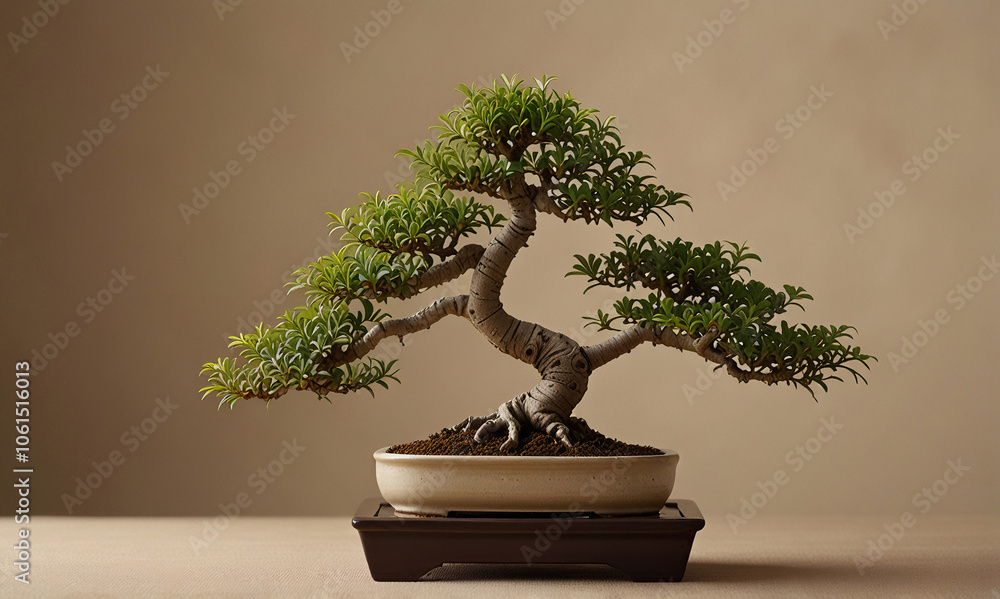 Bonsai Tree in Light-colored Pot Bonsai Tree in Light-colored Pot