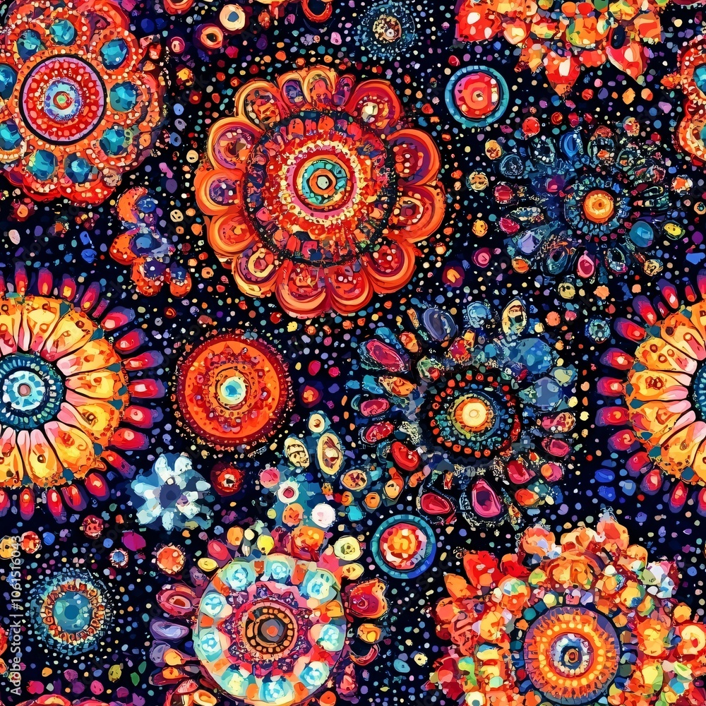 Colorful mandalas(Seamless Pattern and Tile image) Colorful mandalas(Seamless Pattern and Tile image)