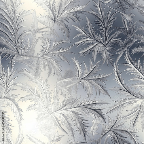 Frosty silver pattern on the glass. The sun shines through it. Background, seamless pattern