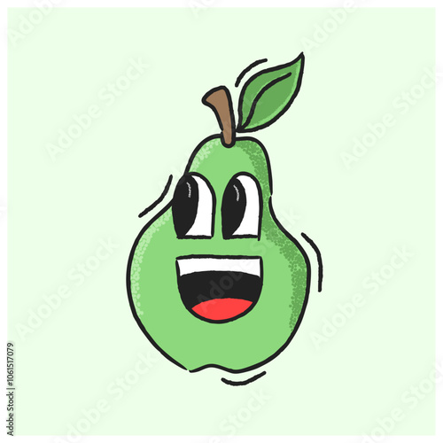 Hand drawn pear character design. cute hand drawn pear character illustration