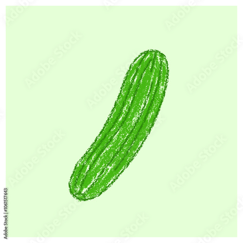 Hand drawn crayon style cucumber illustration, hand drawn  cucumber logo