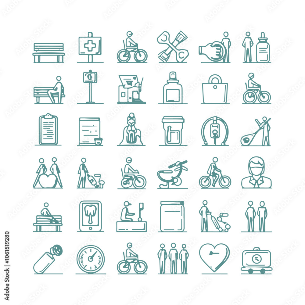 minimal elderly care icons set vector illustration minimal elderly care icons set vector illustration