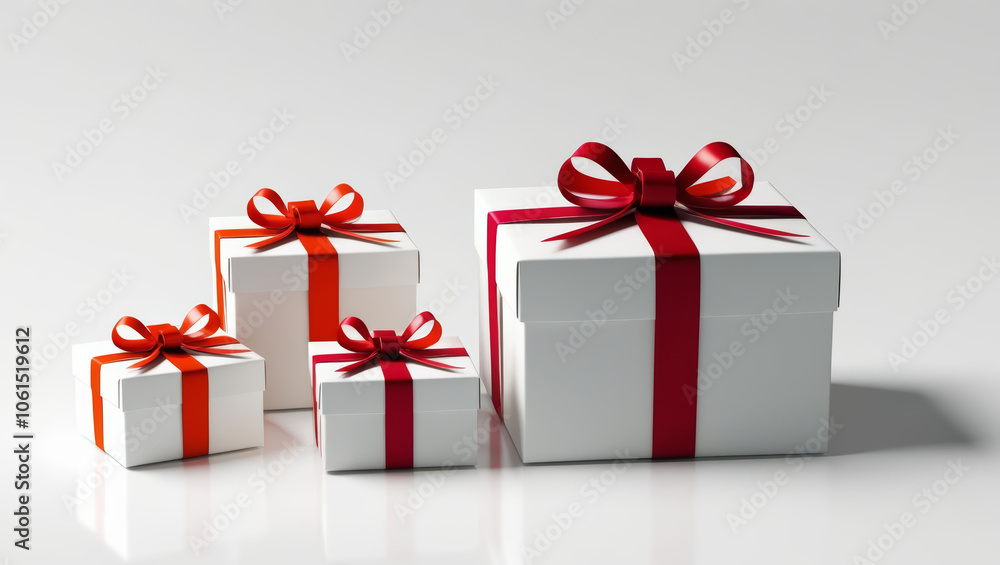 set of gift boxes with colorful ribbons, perfect for celebrations set of gift boxes with colorful ribbons, perfect for celebrations