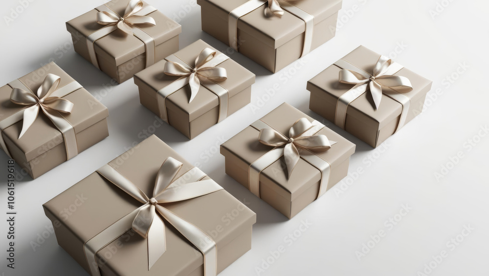 Fototapeta premium Elegant gift boxes with ribbons, perfect for any occasion
