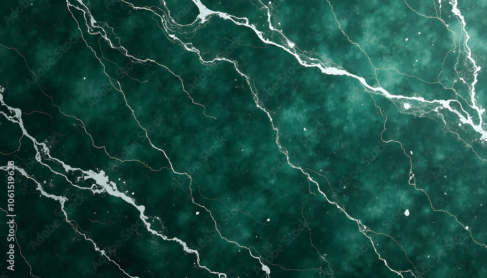 Deep green marble slab with prominent white veining as a background Deep green marble slab with prominent white veining as a background