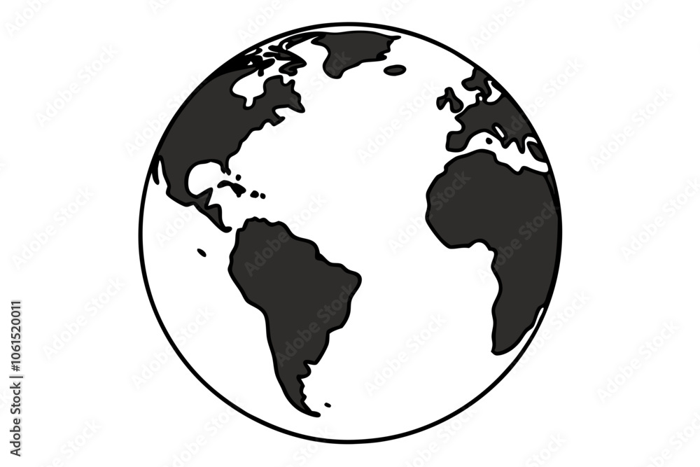 Stylish Grey World Map Globe Isolated on White Background Stylish Grey World Map Globe Isolated on White Background