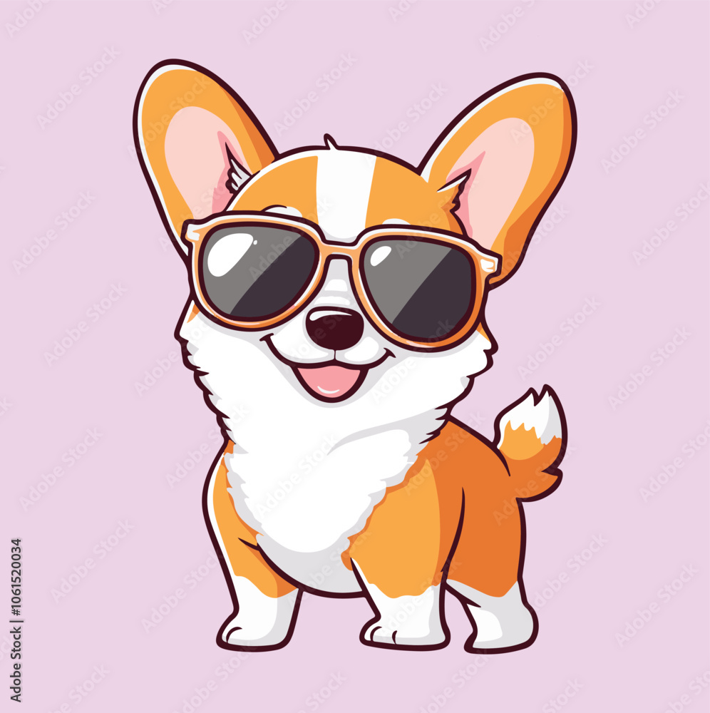 Cute Corgi with Sunglasses, Cute Corgi Vector, Cute Corgi Clipart Cute Corgi with Sunglasses, Cute Corgi Vector, Cute Corgi Clipart