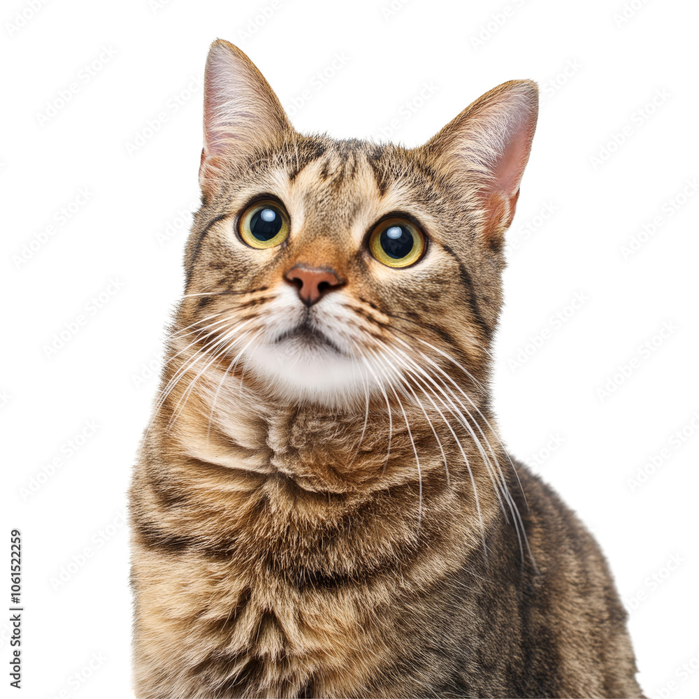 Cat - Looking Curiously, Funny, Scared - Sitting or Standing on White Background / Transparent - Ginger, Tabby, White, Black - Beautiful and Cute Cat Breed - European Shorthair Cat - Looking Curiously, Funny, Scared - Sitting or Standing on White Background / Transparent - Ginger, Tabby, White, Black - Beautiful and Cute Cat Breed - European Shorthair