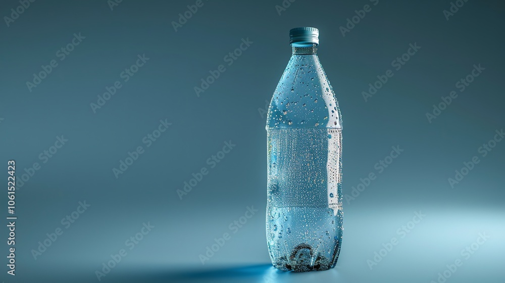A Chilled Bottle of Sparkling Water with Condensation Drips A Chilled Bottle of Sparkling Water with Condensation Drips