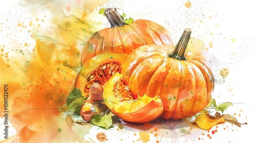 Wallpaper Mural Autumn pumpkin cutout watercolor illustration Torontodigital.ca