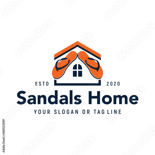 home sandals logo design element vector template