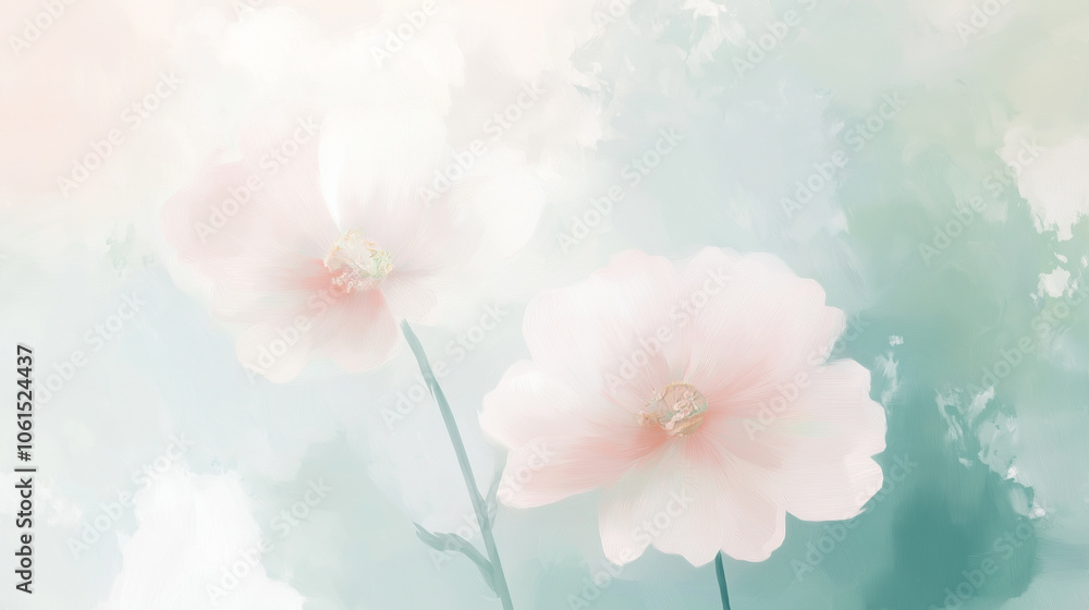 Pastel Floral Wallpaper with Acrylic Texture, Hand-Painted Flowers, and Brush Stroke Details Pastel Floral Wallpaper with Acrylic Texture, Hand-Painted Flowers, and Brush Stroke Details