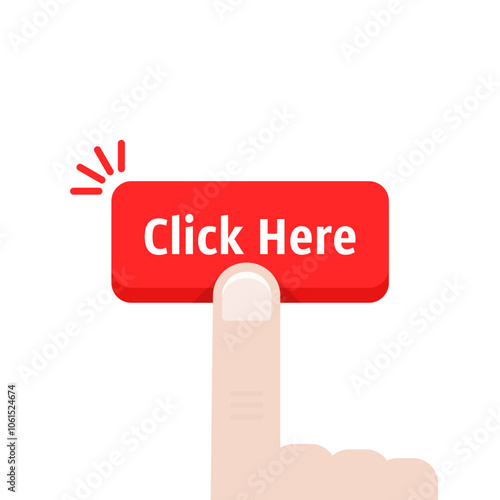 finger push on red click here button