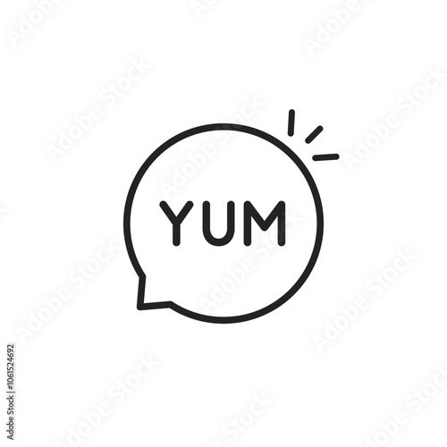 black thin line yum speech bubble icon