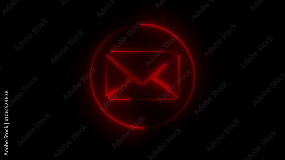 red color neon mail envelope icon animated. incoming mail. glowing neon Mail envelope. Receive message with conversation notice black background. red color neon mail envelope icon animated. incoming mail. glowing neon Mail envelope. Receive message with conversation notice black background.