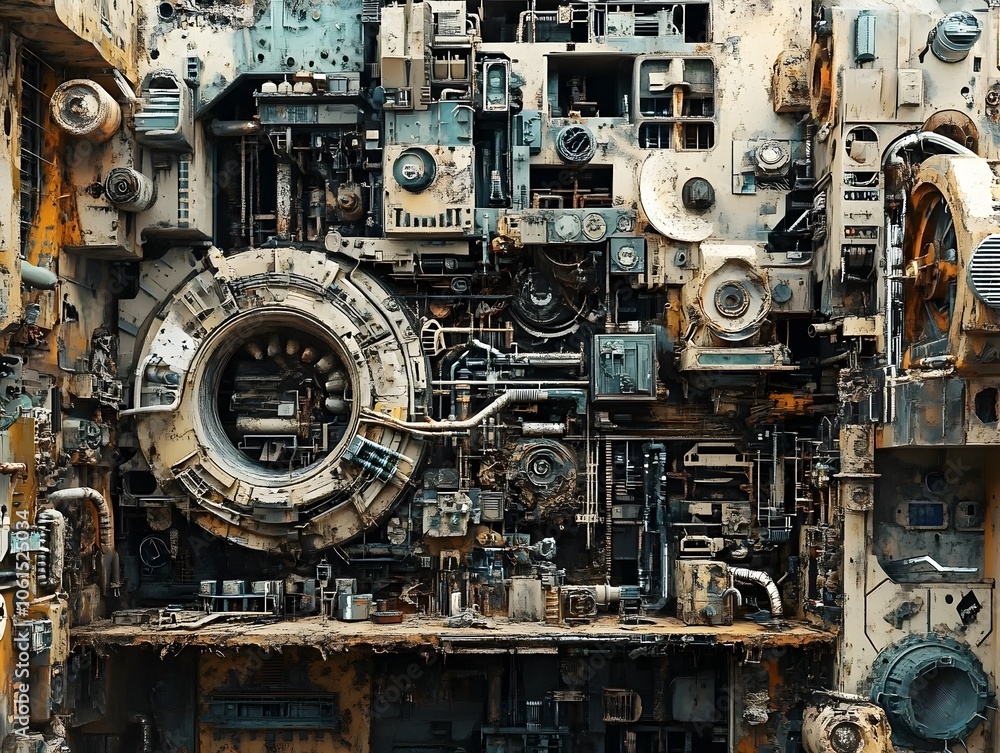Metaphysical Recycling Hub Disassembled Ideologies Reborn in Uncanny Mechanical Collage Metaphysical Recycling Hub Disassembled Ideologies Reborn in Uncanny Mechanical Collage