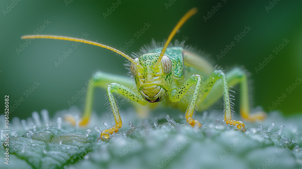 Close-Up of Green Grasshopper with Intense Stare Close-Up of Green Grasshopper with Intense Stare