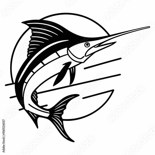 Marlin Line Art Vector photo