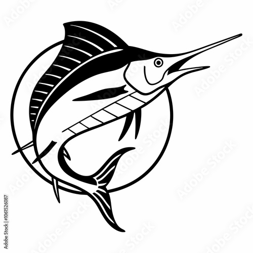 Marlin Line Art Vector photo